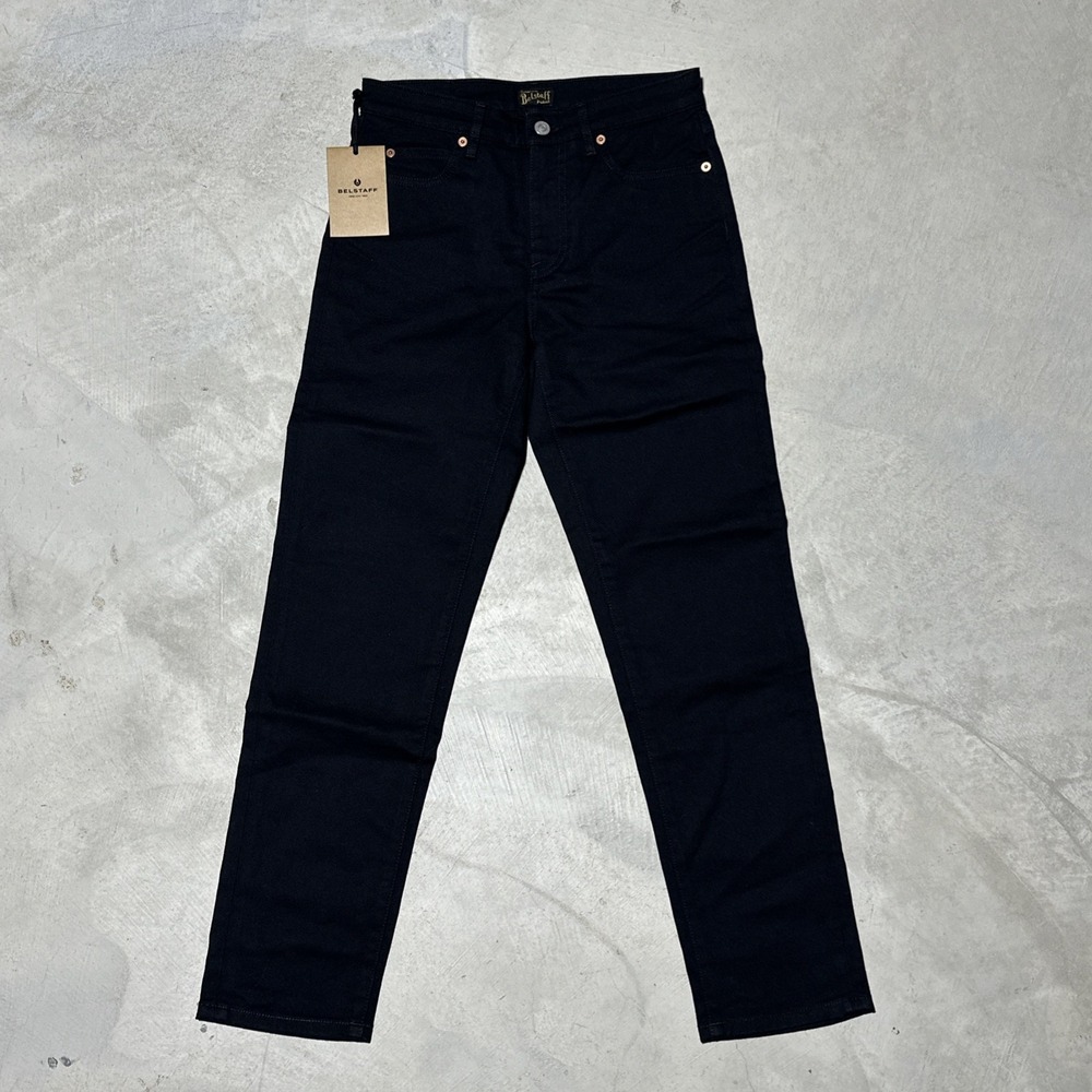 Belstaff Jeans Unisex 27 Black Moto Biker Tapered Denim Zip Fly Pants Designer